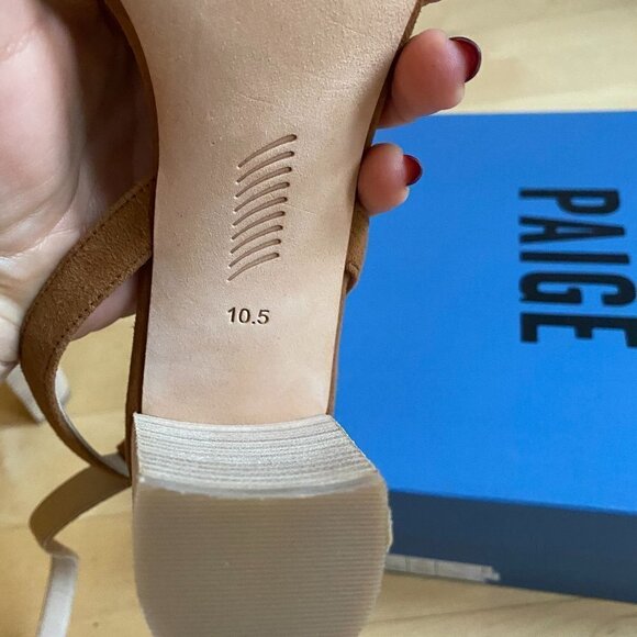 PAIGE New Brown Suede Block Heel Ankle Strap Beads - Picture 8 of 9